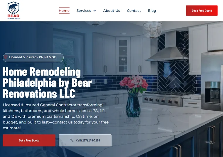 Site criado pelo Meu Site EUA para Bear Renovations — Reforma e construção · Philadelphia, PA