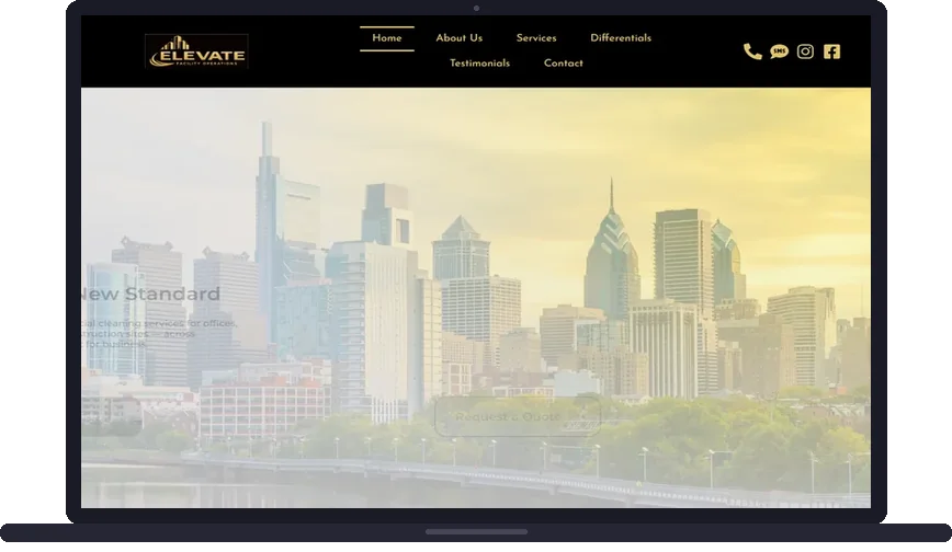 Site criado pelo Meu Site EUA para Elevate Facility Operations — Limpeza comercial em Estados Unidos