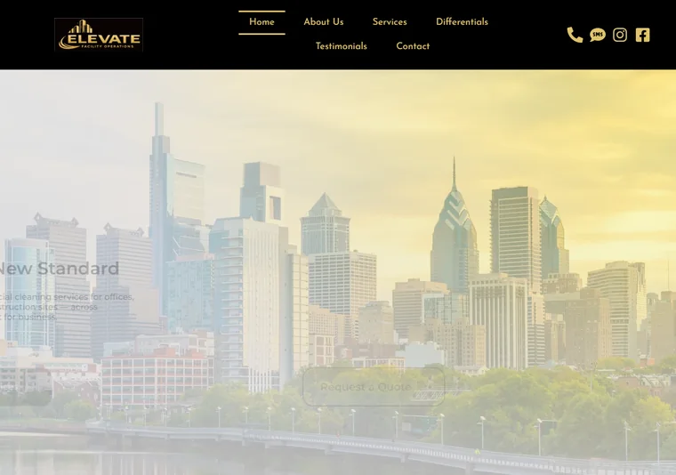 Site criado pelo Meu Site EUA para Elevate Facility Operations — Limpeza comercial