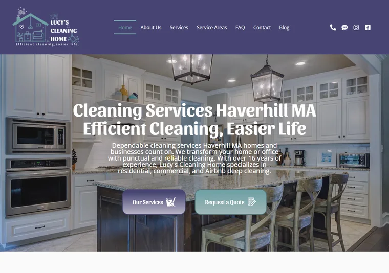 Site criado pelo Meu Site EUA para Lucy's Cleaning Home — Limpeza residencial · Haverhill, MA