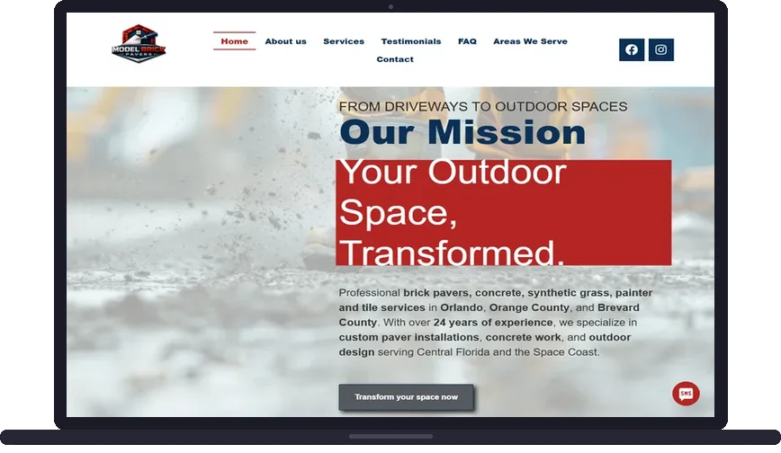 Site criado pelo Meu Site EUA para Model Brick Pavers — Pavers e área externa em Orlando, FL