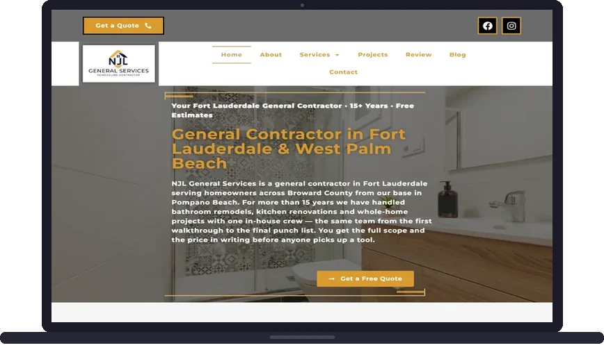 Site criado pelo Meu Site EUA para NJL General Services — Construção e reforma em Fort Lauderdale, FL