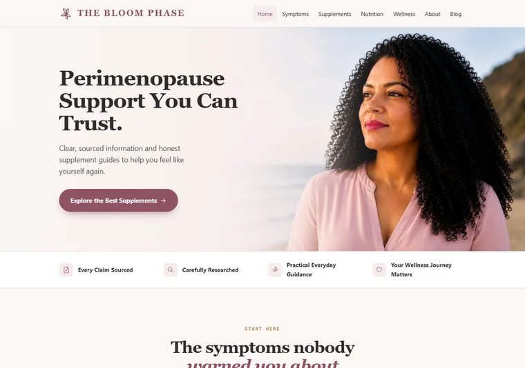Site criado pelo Meu Site EUA para The Bloom Phase — Conteúdo e bem-estar